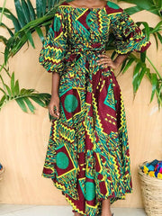 Kleid mit Digitaldruck und eckigem Ausschnitt