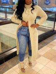 Suéteres tipo jersey con cuello alto y abertura