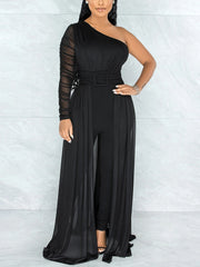 Mesh One Shoulder Jumpsuit