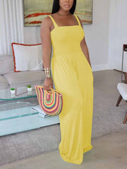 Jumpsuits mit Spaghettiträgern und weitem Bein