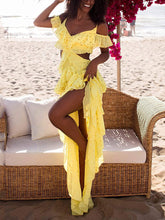 Sequin Cold Shoulder Ruffles Dress