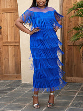 Vestido de fiesta con borlas de malla