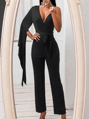 Mono de pantalón de cintura alta con un hombro descubierto