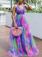 Vestido camisero de gasa con efecto tie dye