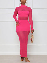 Vestidos de malla con cuello alto y patchwork