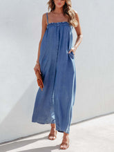 Ärmelloser Jeans-Jumpsuit mit weitem Bein