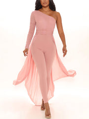 Einschultriger Mesh-Overall