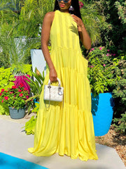 Ärmelloses Maxikleid mit Rüschen