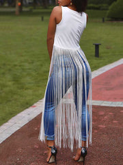 Blusas sin mangas con borlas