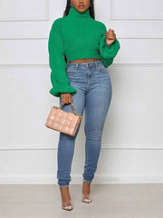 Rollkragenpullover mit Puffärmeln