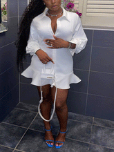 Vestido camisero tipo cárdigan con volantes