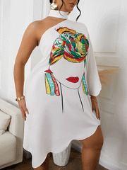 Vestido de un solo hombro con cuello halter