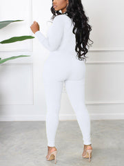 Mono de punto acanalado con escote en V y cremallera lisa