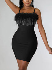 Vestidos con borlas de plumas y diamantes de imitación