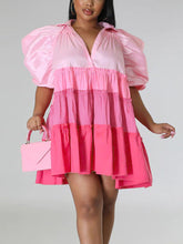 A-Linien-Kleid mit V-Ausschnitt und Colorblock