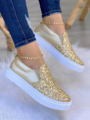 Flacher Slip-on-Sneaker mit Glitzer