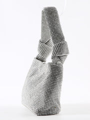 Quadratische Tasche mit Strass Dekor und Knoten