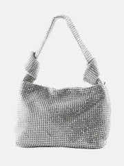 Quadratische Tasche mit Strass Dekor und Knoten