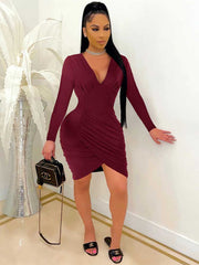 Minivestido de manga larga de color liso