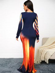 Vestido largo ajustado con escote en V