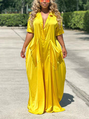 Mono holgado de escote en V liso