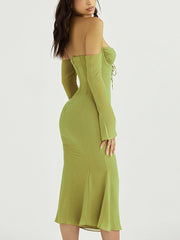 Solid Color Bodycon Halter Maxi Dress