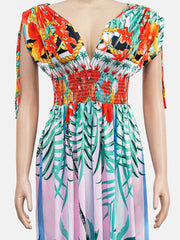 Vestido floral sin mangas con cintura elástica