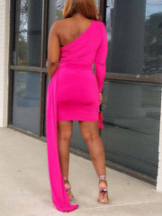 Partykleid mit One-Shoulder-Träger und Rüschen