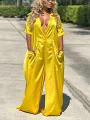 Mono holgado de escote en V liso