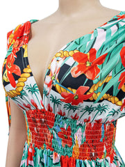 Vestido floral sin mangas con cintura elástica