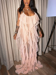 Neckholder-Kleid aus Tüll mit Rüschen