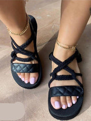 Geflochtene Criss Cross Flats Sandalen