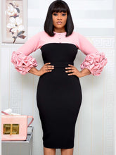 Bankettkleid mit Patchwork und Puffärmeln