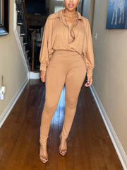 Lässiger, einfarbiger Jumpsuit mit Reißverschluss