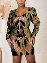 Minikleid mit Puffärmeln und Pailletten