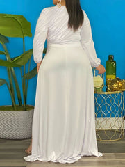 Vestido largo asimétrico con cuello redondo