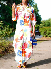 Print Button Down Dresses