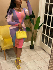 Gerippte Langarm-Midikleider