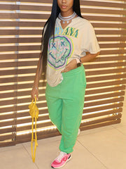 Loose Letter Smiley Face T-Shirt