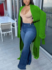 Cárdigan de punto con borlas y cinturón