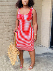 Vestido sin mangas de rayas