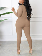 Jumpsuit mit V-Ausschnitt und Reißverschluss vorne