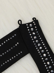 Rückenfreies Midikleid aus Netzstoff mit Strasssteinen