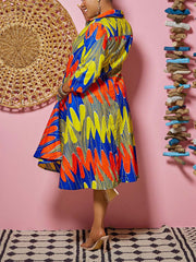 Bedrucktes A-Linien-Midihemdkleid