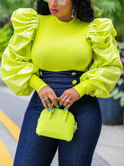 Strickoberteil mit Puffärmeln