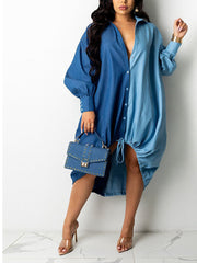 Langärmliges Hemdkleid mit Umlegekragen