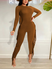 Lässiger Jumpsuit mit Fransen