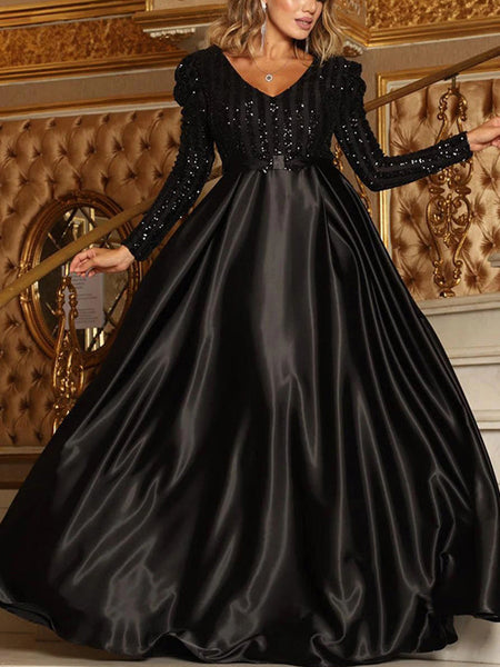 SEQUINS TOP SATIN MIDI DRESS