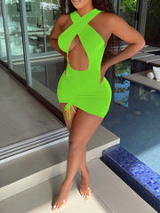 Vestido mini con escote halter