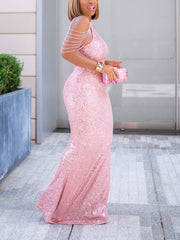 Vestido largo sirena con lentejuelas